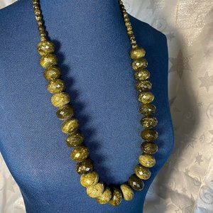 Natural Green Quartz Necklace, New, Beaded, 31"